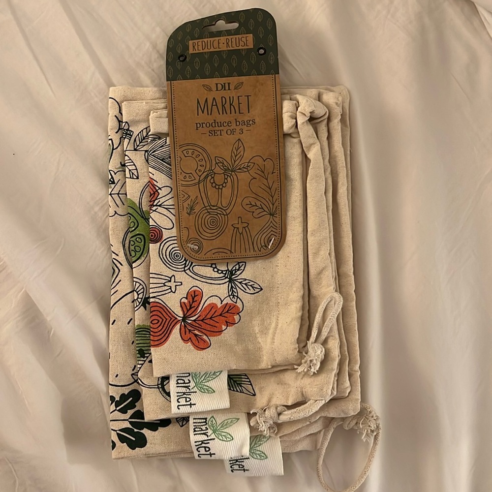 Reusable & Washable Cotton Produce Bags | Set of 3